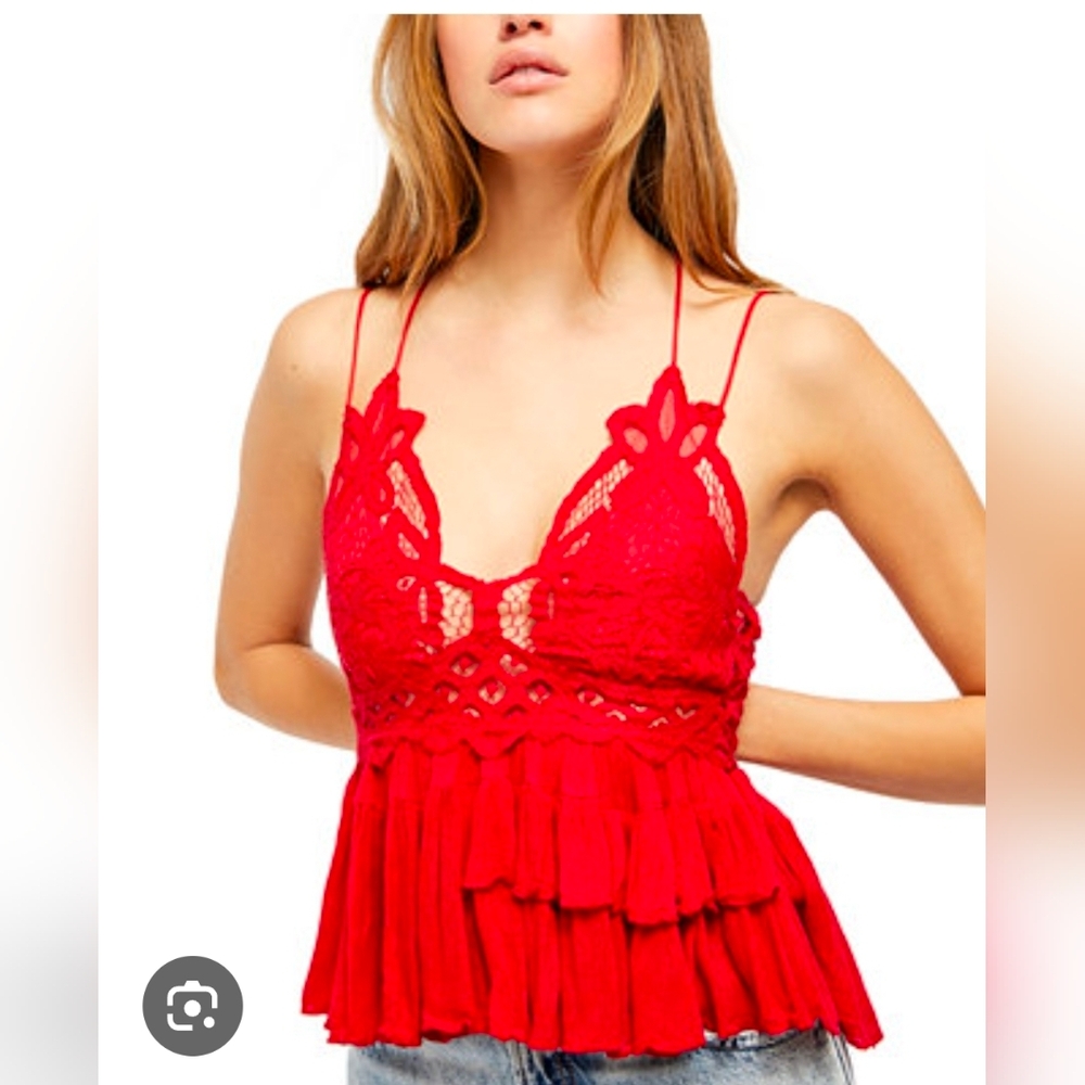 Free People Red Lace Camisole